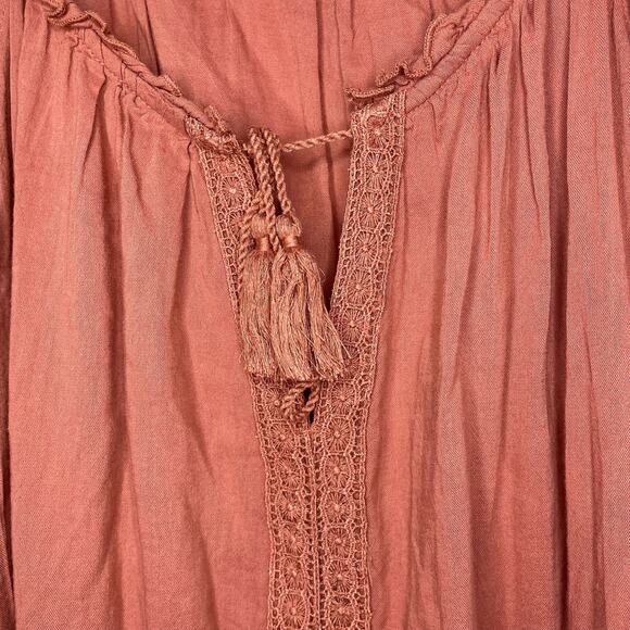 Old Navy Crochet Top Womens Size XXL Mauve Pink Boho Tassle Shirt Viscose Blend - Picture 4 of 6